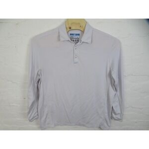 IBKUL Polo Shirt Mens XL White Long Sleeve Golf UPF 30 Performance Top Comfort